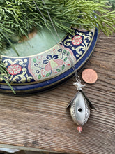 Load image into Gallery viewer, vintage tin  - blue and pink bird house necklace