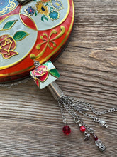 Load image into Gallery viewer, vintage tin - Rose bird house necklace