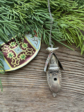 Load image into Gallery viewer, vintage tin - Floral bird house necklace