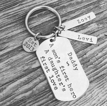 Load image into Gallery viewer, "First Hero" - Personalized Keytag for Dad