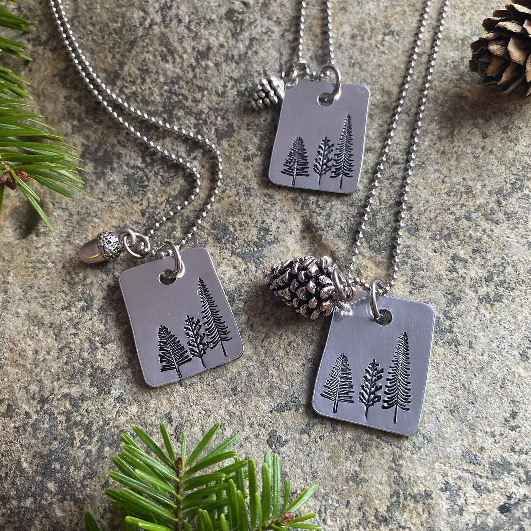 Forest Hand Stamped Necklace