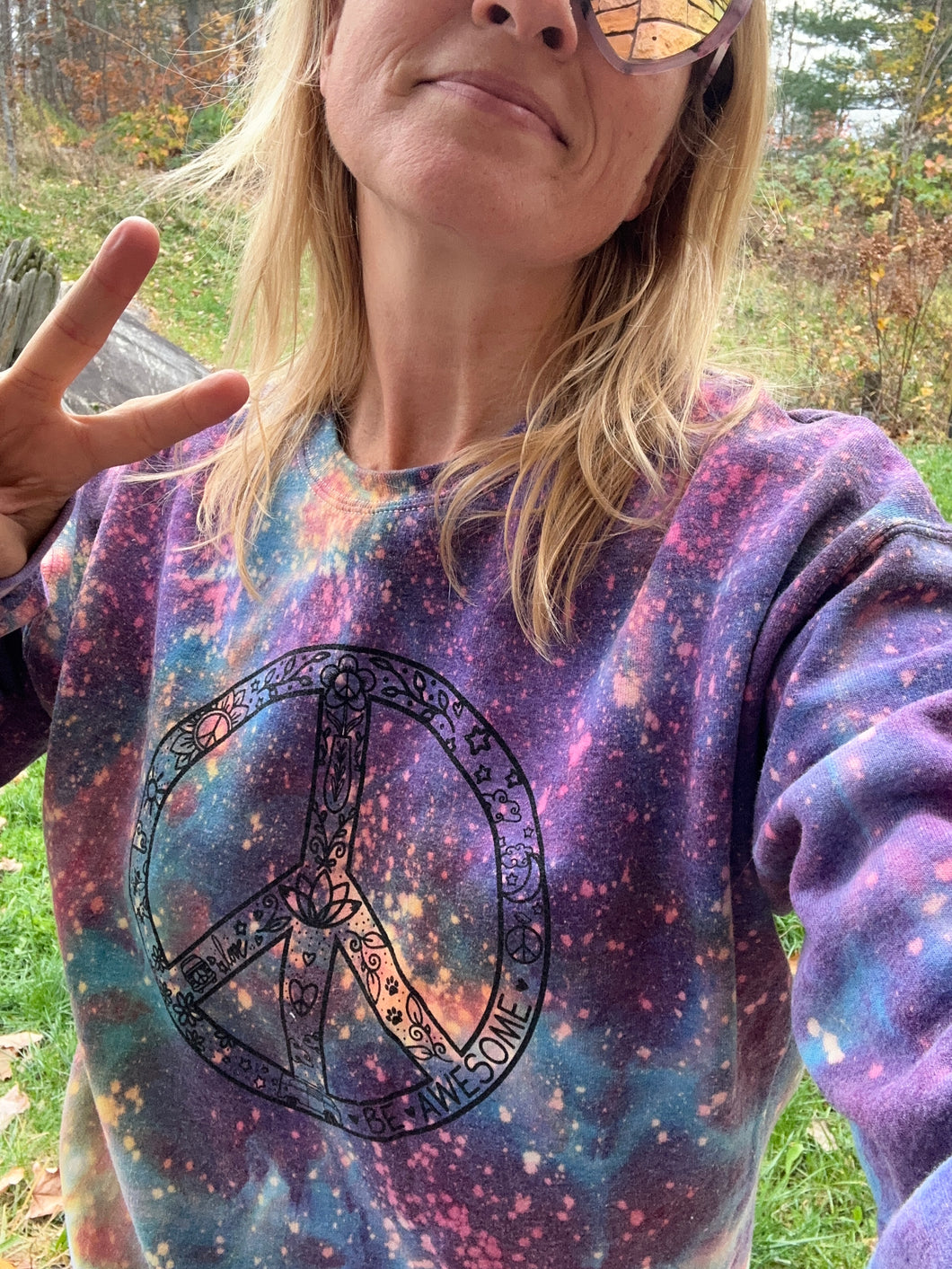 “Peaceful Galaxy” Ice Dyed Sweatshirt- crew or hoodie (Made to Order)