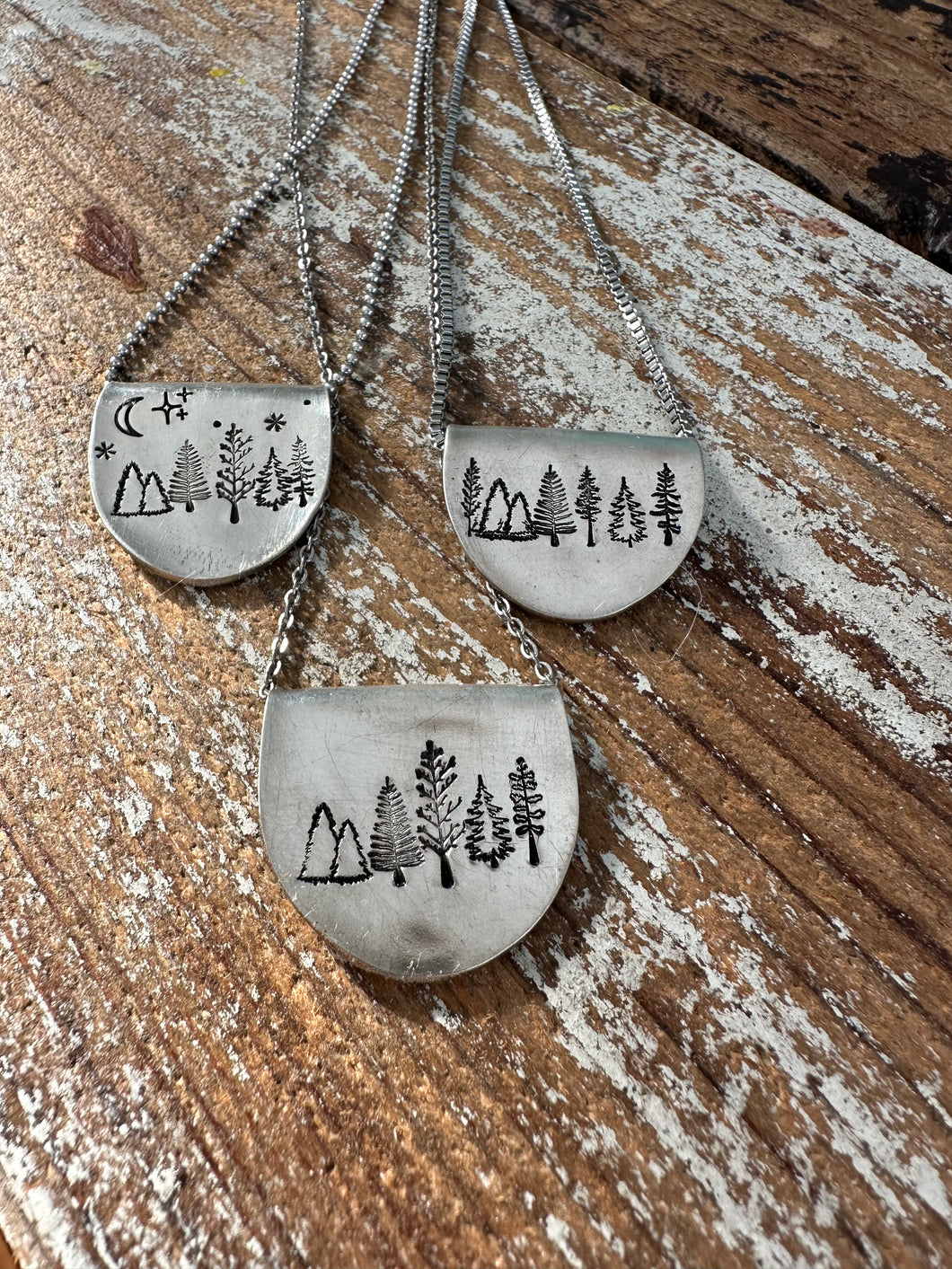 Forest love folded spoon Hand Stamped Necklace