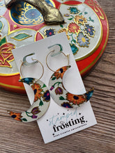 Load image into Gallery viewer, vintage tin earrings - Happy floral moons
