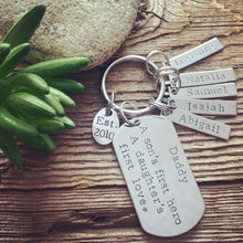 Load image into Gallery viewer, &quot;First Hero&quot; - Personalized Keytag for Dad
