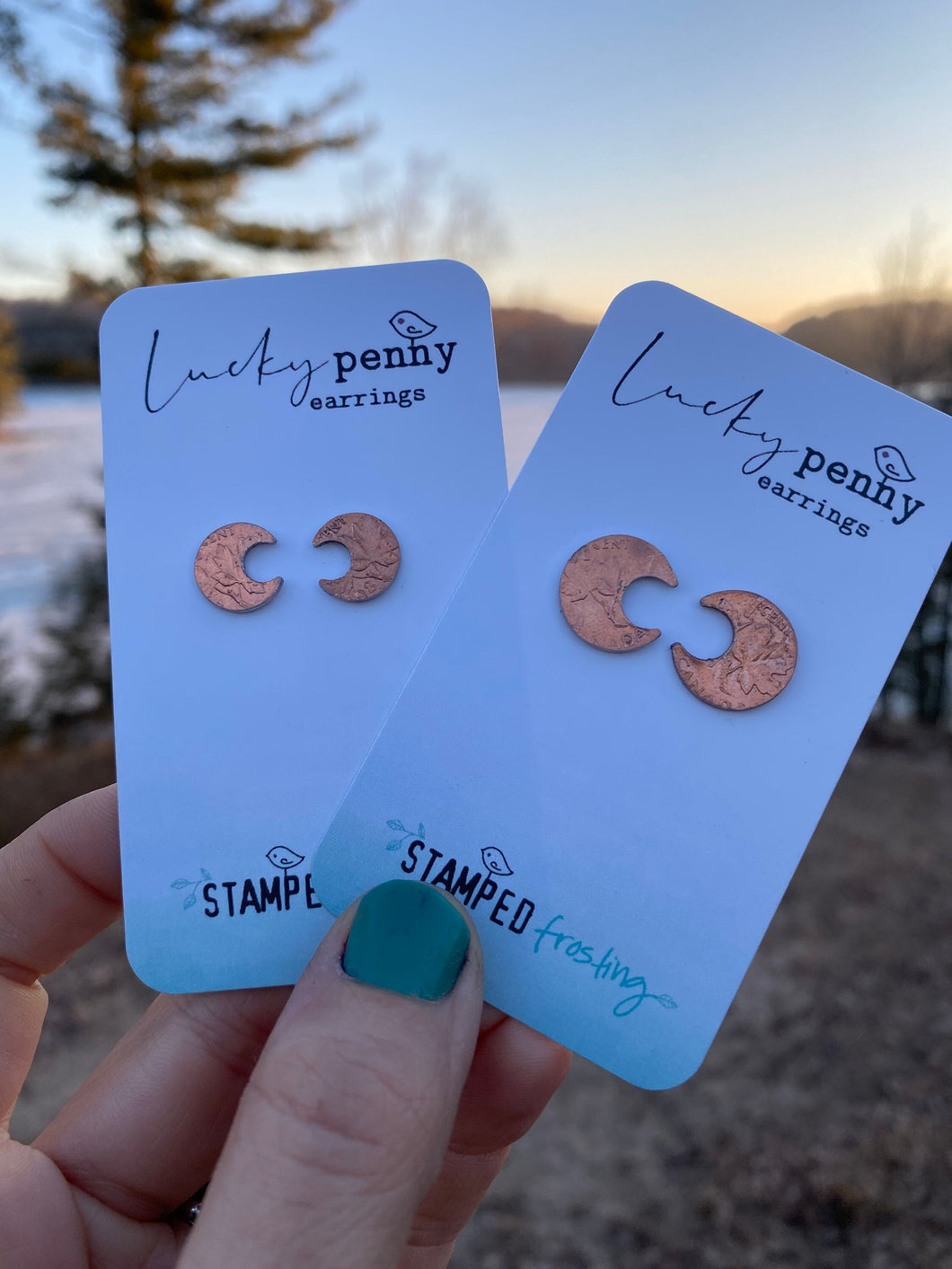 Lucky Penny Moon Earrings