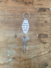 Load image into Gallery viewer, &quot;Hand stamped vintage hotel keychain&quot; Keytag
